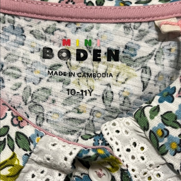 Mini Boden Ditsy Floral Long Sleeve Top Multi Color Size 10-11Y Lace Pan Collar - Picture 6 of 7